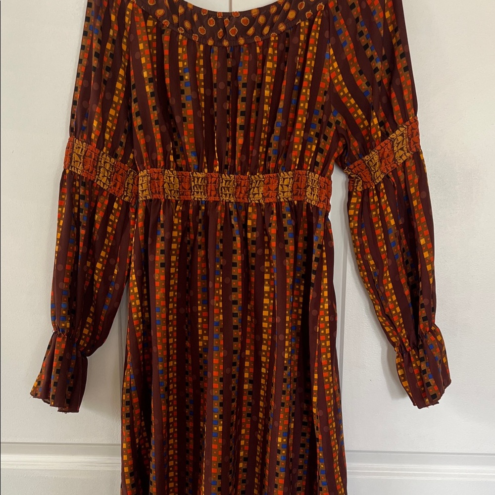 Anna Sui Vibrant Long Sleeve Dress